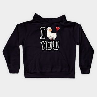 I Love You Llama Valentine T-shirt Kids Hoodie